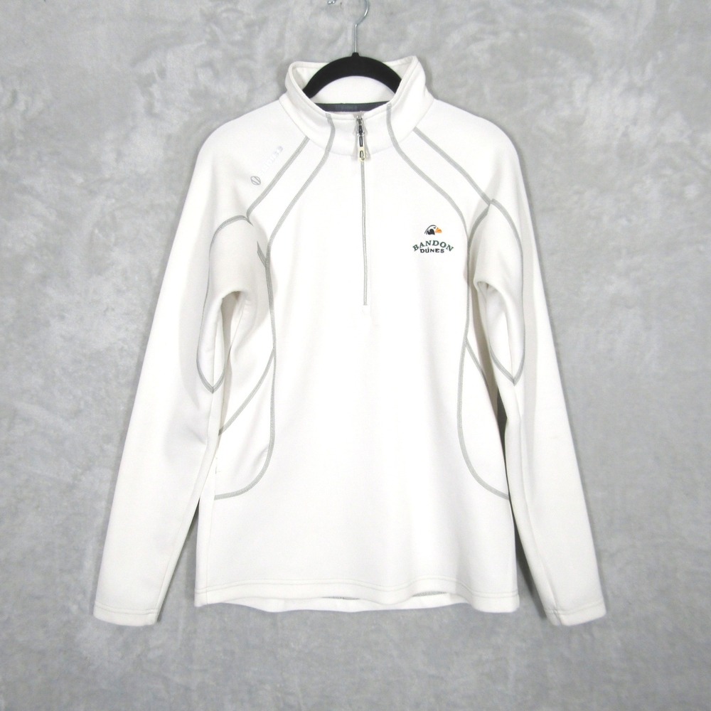 Sunice Pullover Jacket Size Medium Women White Bandon Dunes Golf 1/4 Zip